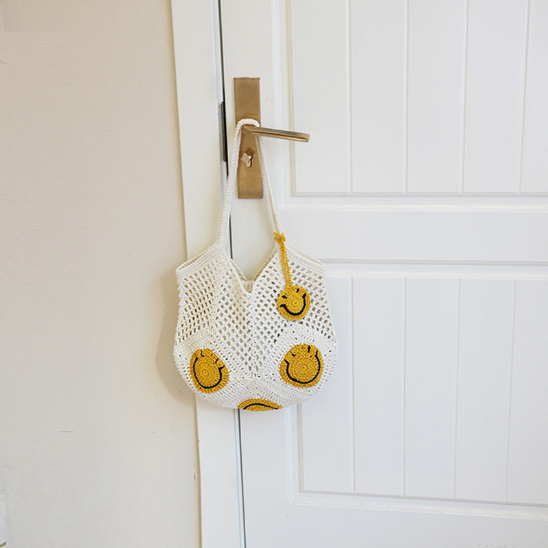 Damen Handgefertigte Makramee Tasche mit fröhlichen Sonnenmotiven Brehn