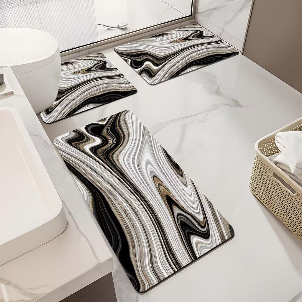 Luxuriöses Marmor-Design Badematten-Set Brehn