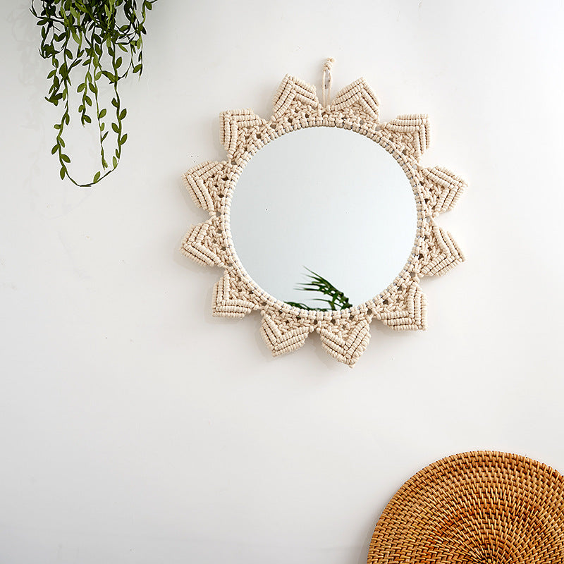 Dekorativer Macramé-Wandspiegel mit Blumenmuster Brehn