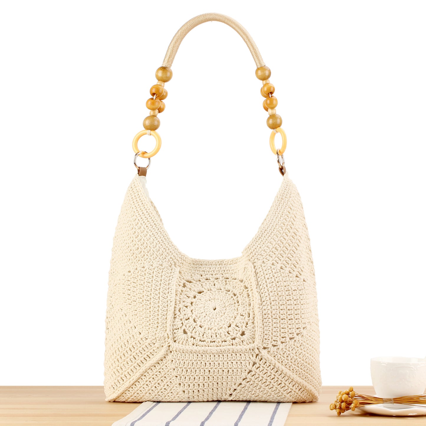 Handtasche mit Kunstvollem Häkelmuster Brehn