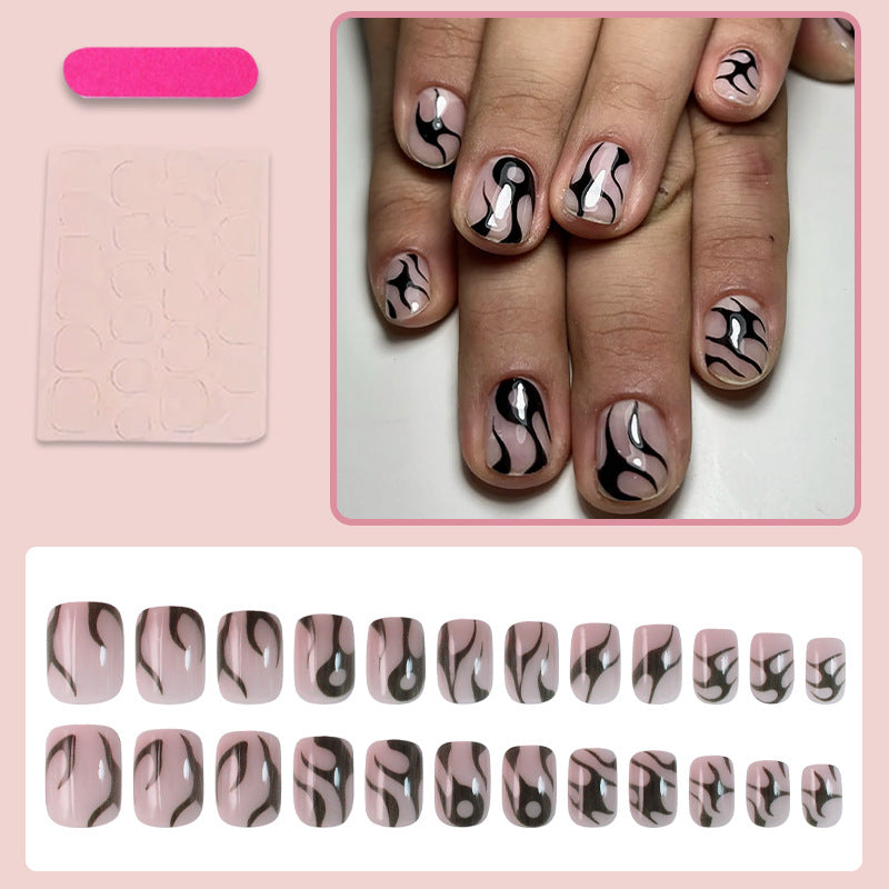 Kunstnagelset mit elegantem Schwarz-Weiß-Design Brehn
