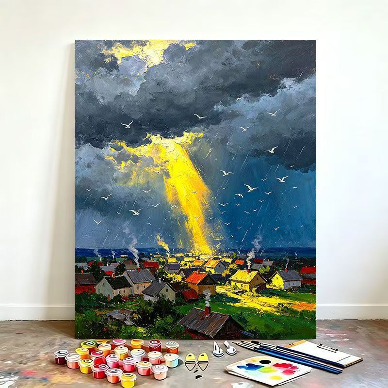 Szenisches Regenbogenlandschaft Malen nach Zahlen Set Brehn