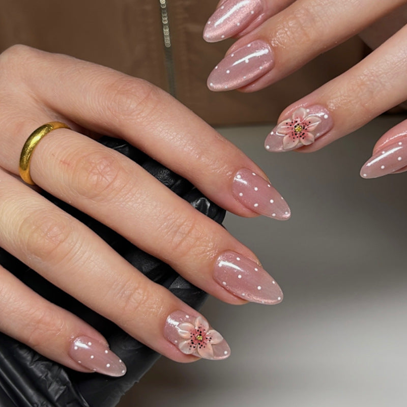 Premium Klebe-Press-On Nail Set mit Blumenmustern Brehn