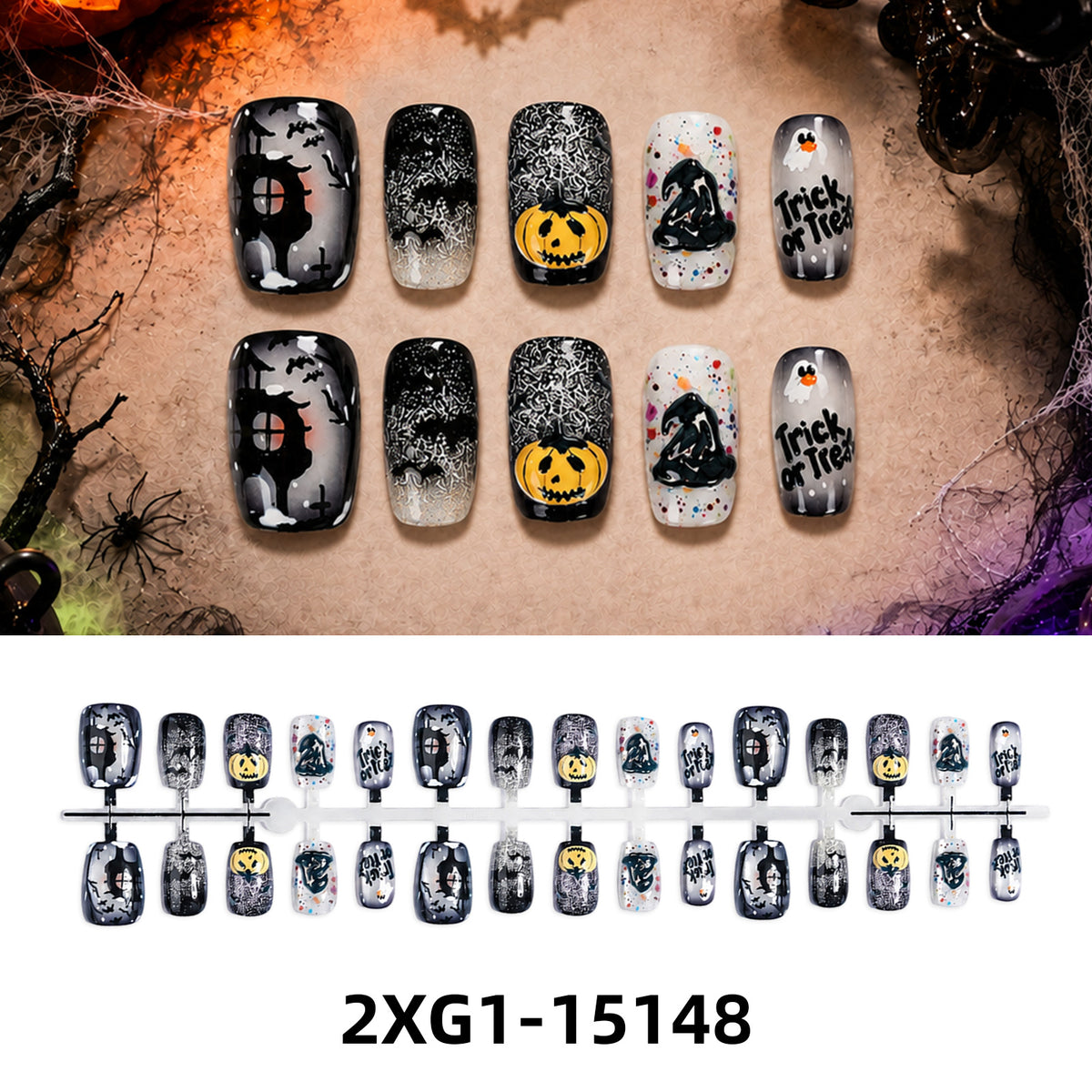 Kunstnagelset mit kreativen Halloween-Motiven Brehn