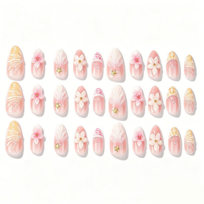 3D Blumenschmuck Press-on Nagelset