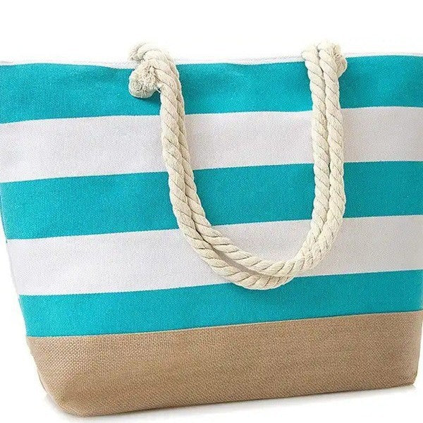 Strandtasche mit Maritimen Streifen und Robusten Seilgriffen Brehn