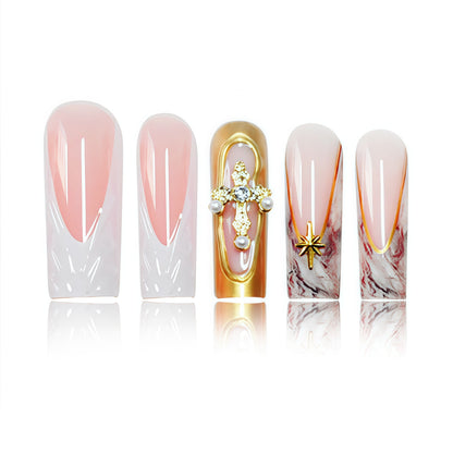 Dekorative lange Press-On Nagelkunst Brehn