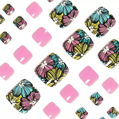 Fußnagelkunst mit buntem Blumenmuster Brehn