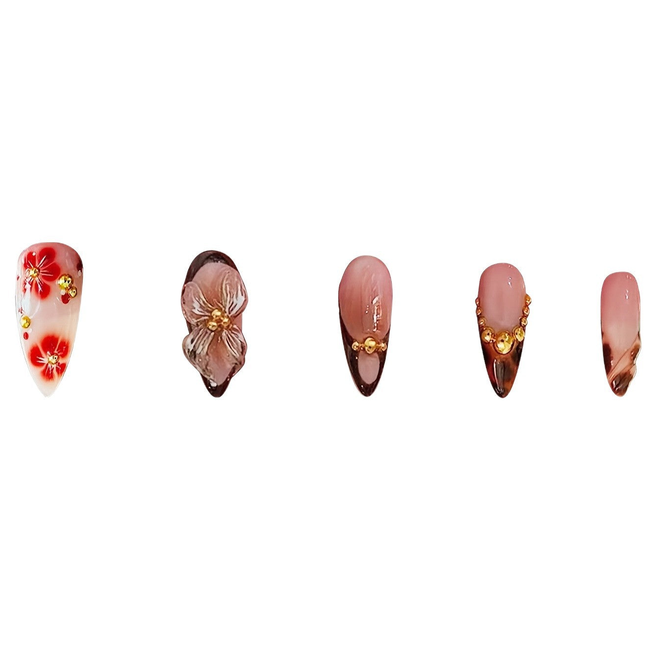 Künstlerisches Stiletto Press-On Nagelkunst Set Brehn