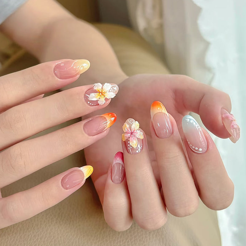 Floral- und Ombre-Press-On-Nagelkunst-Set Brehn