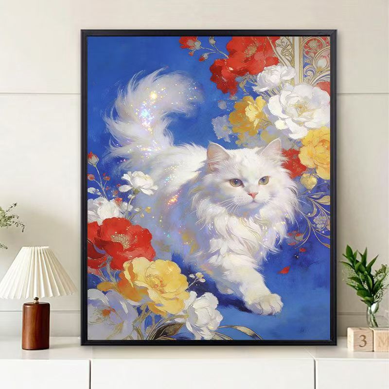 Florale Katzen-Themen Wandkunst Druck Brehn