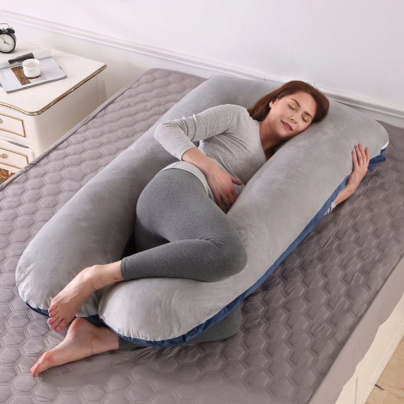 ergonomisches U-förmiges Ganzkörper-Schwangerschaftskissen mit abnehmbarem waschbarem Veloursbezug und verstellbarem Innenteil Brehn