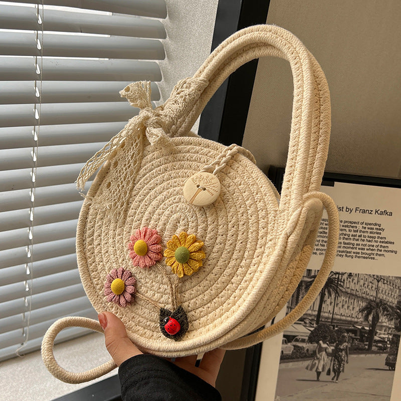 Handgewebte Blumenakzent Schultertasche