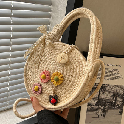 Handgewebte Blumenakzent Schultertasche