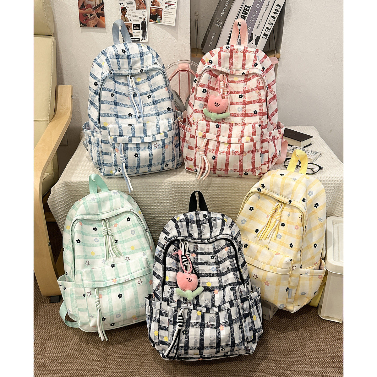 Stylische Schachbrettdruck-Rucksack Brehn