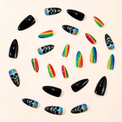Künstlerische Skull-Themen Stiletto Nagelkunst Extensions Brehn