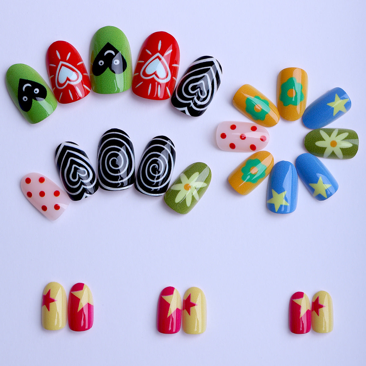 Kunstfingernägel mit Bunten und Kreativen Designs Brehn