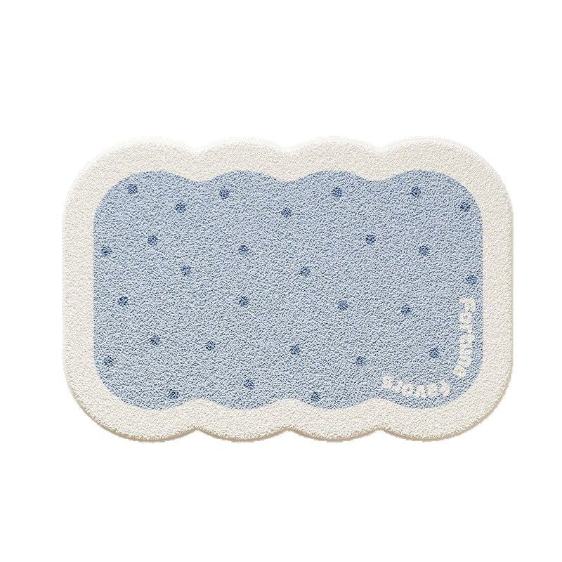 Scalloped-Edge Plush Absorbent Non-Slip Bath Rug with Cookie Motif
