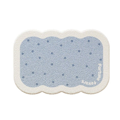 Scalloped-Edge Plush Absorbent Non-Slip Bath Rug with Cookie Motif
