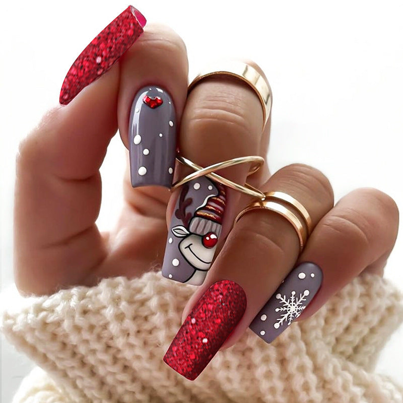 kunstvolles Nagelset mit festlichen Glitzer- und Weihnachtsmotiven Brehn