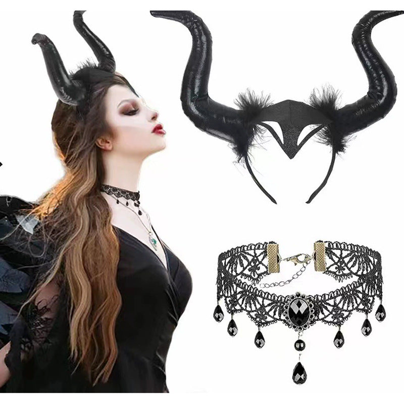 Elegantes Teufels-Haarband und Choker-Set