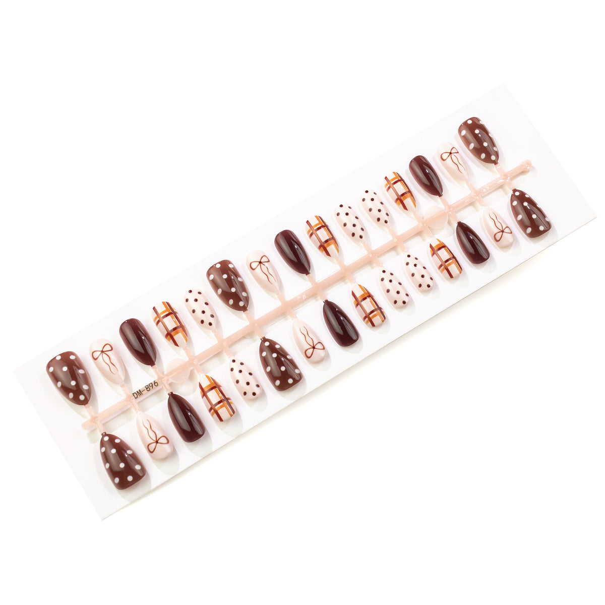 Dekoratives Press-On Nagelkunstset mit Schleifen- und Punkte-Designs Brehn