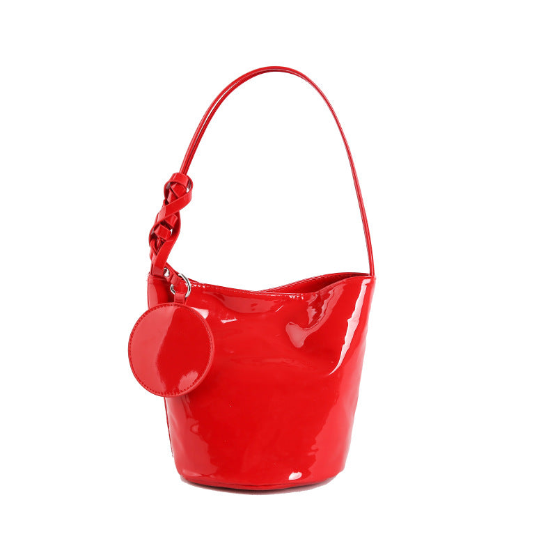 WoChic Patente Leder Eimer Tasche Brehn