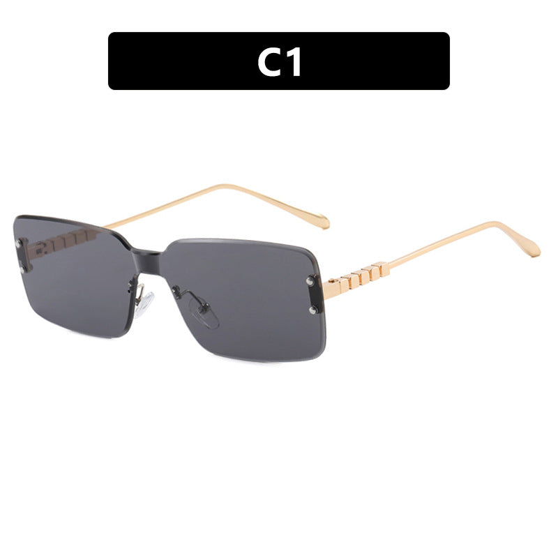 Damen moderne rechteckige Sonnenbrille mit stilvollem Metallrahmen Brehn