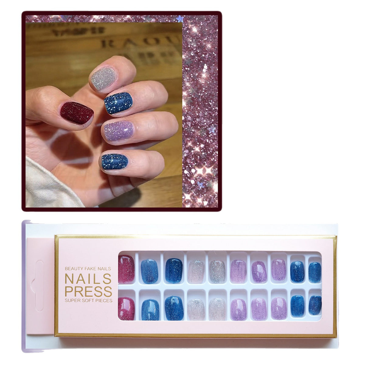 Glitzernde Press-On Nagel Kollektion Brehn