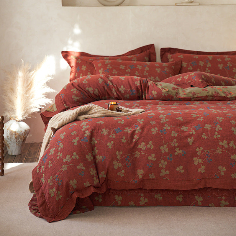 Luxus Wendbare Jacquard Bettbezug Set