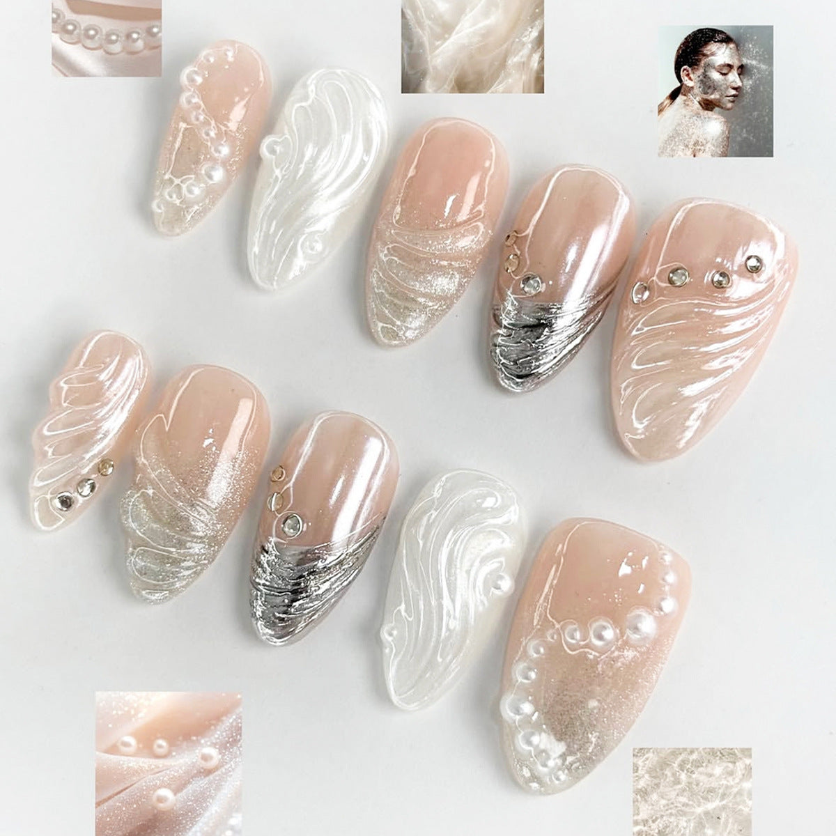 Elegante Strass Kunstnägel Brehn
