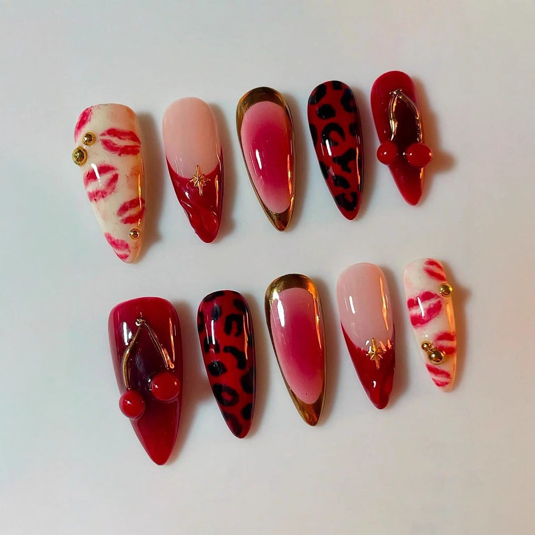 Künstlerisches Kuss-Themen Press-On Nagelkunst Brehn