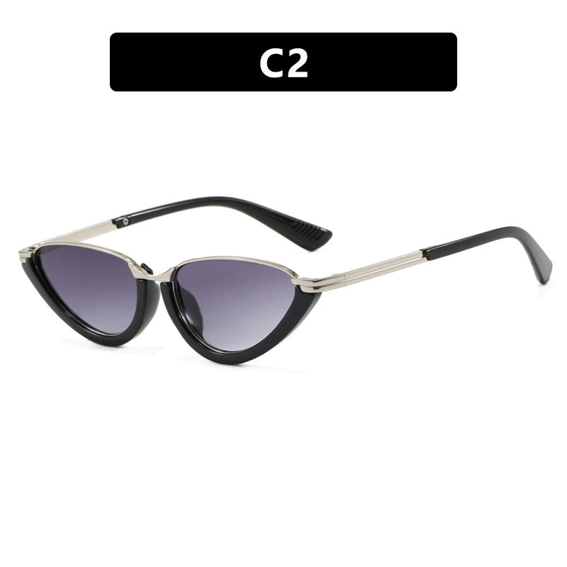 Damen futuristische Cat-Eye Sonnenbrille mit goldenen Akzenten Brehn
