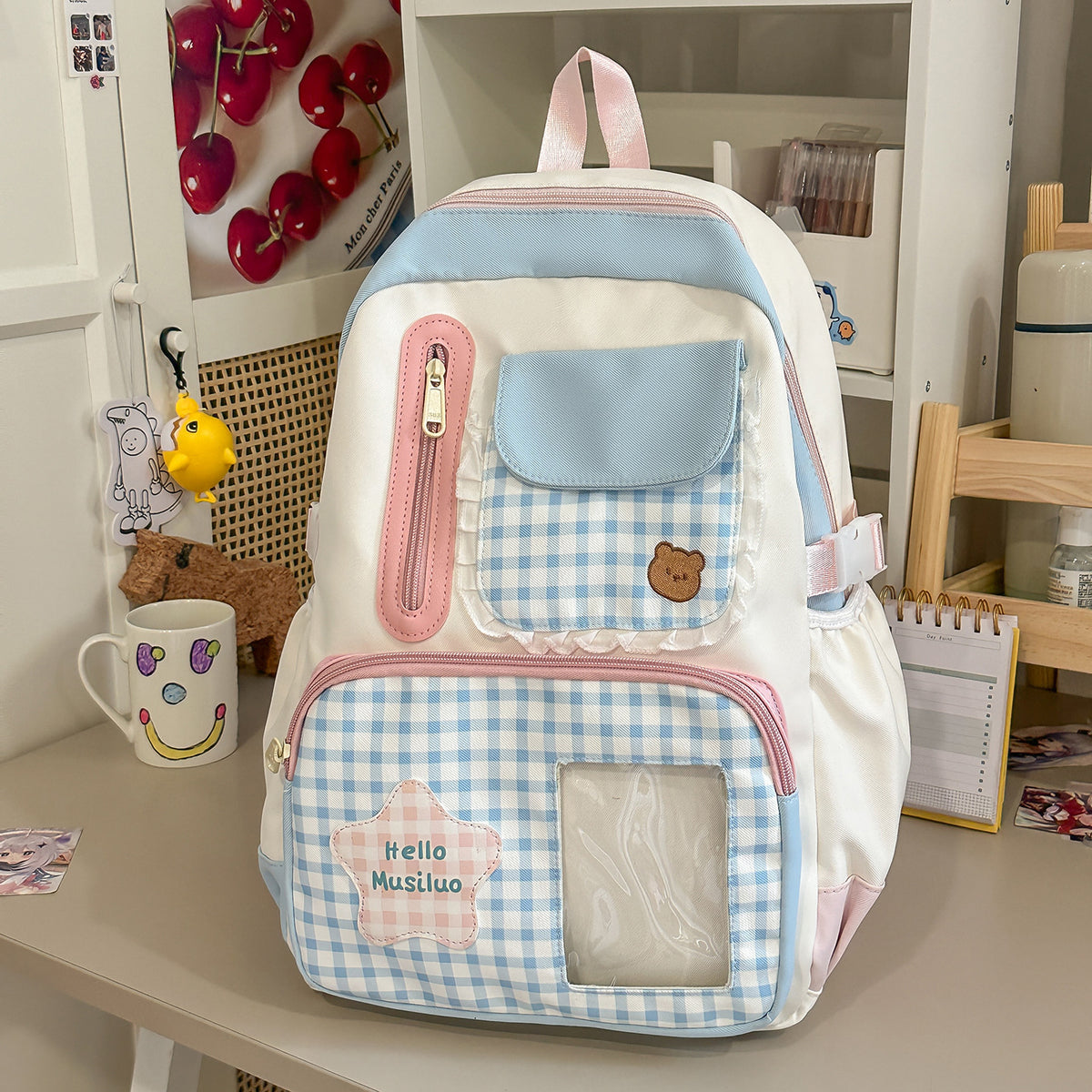 Stilvolles Gingham-Druck-Rucksack Brehn