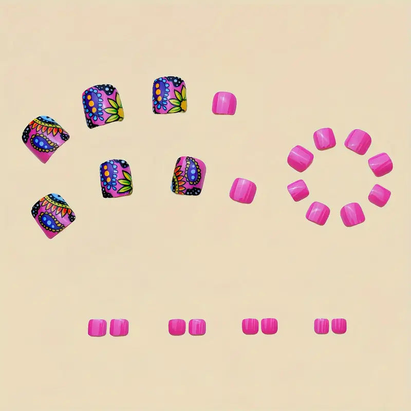 Kunstnagelset mit buntem Mandala-Design Brehn
