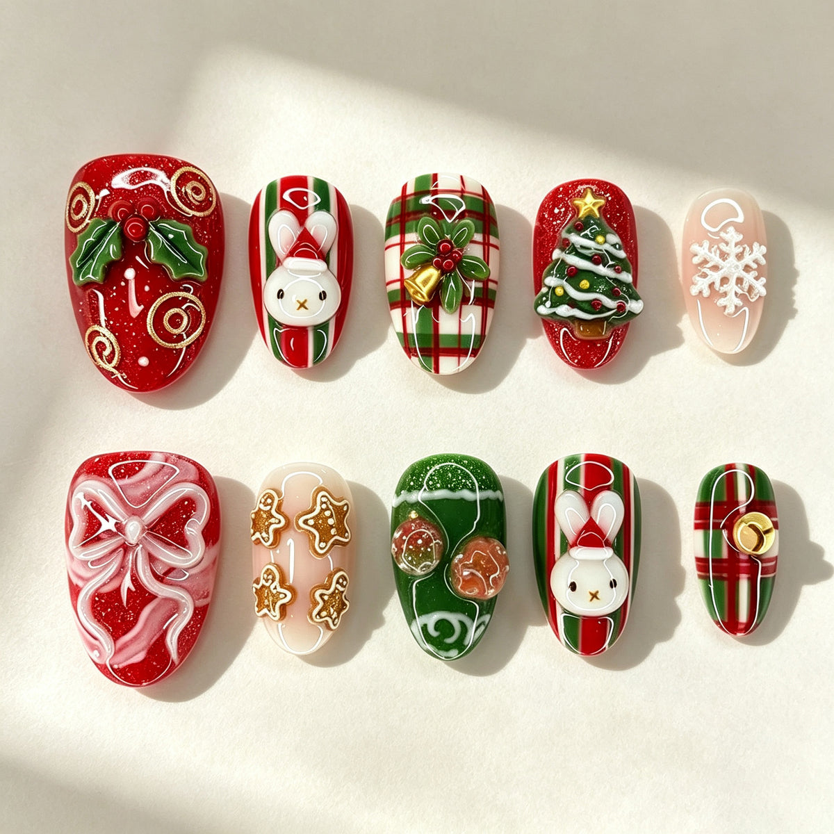 Festliches, Feiertagsthema Press-On Nagelset