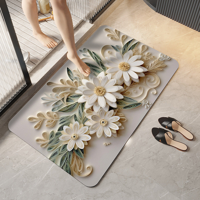 Künstlerisches Floral Design Badezimmermatte Brehn