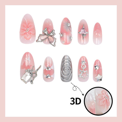 Kunstnagelset mit funkelnden 3D-Verzierungen und kreativen Designs Brehn