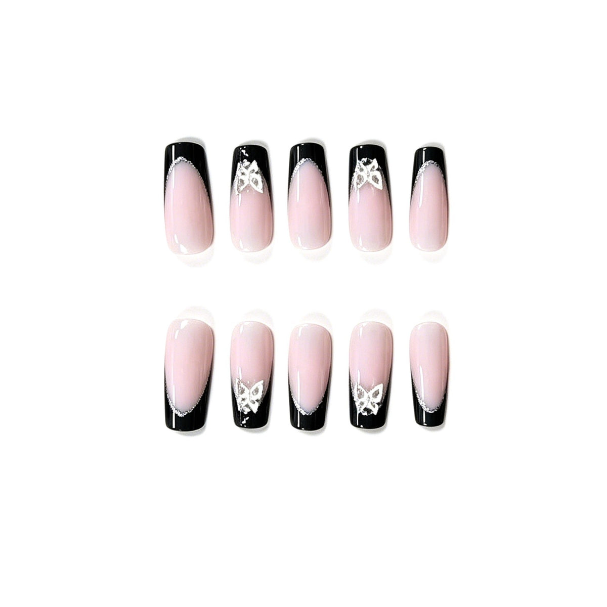 Stylisches Glitzer Französisch Tip Nagelset Brehn
