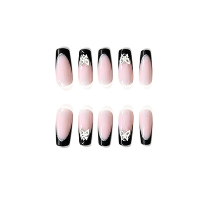 Stylisches Glitzer Französisch Tip Nagelset Brehn