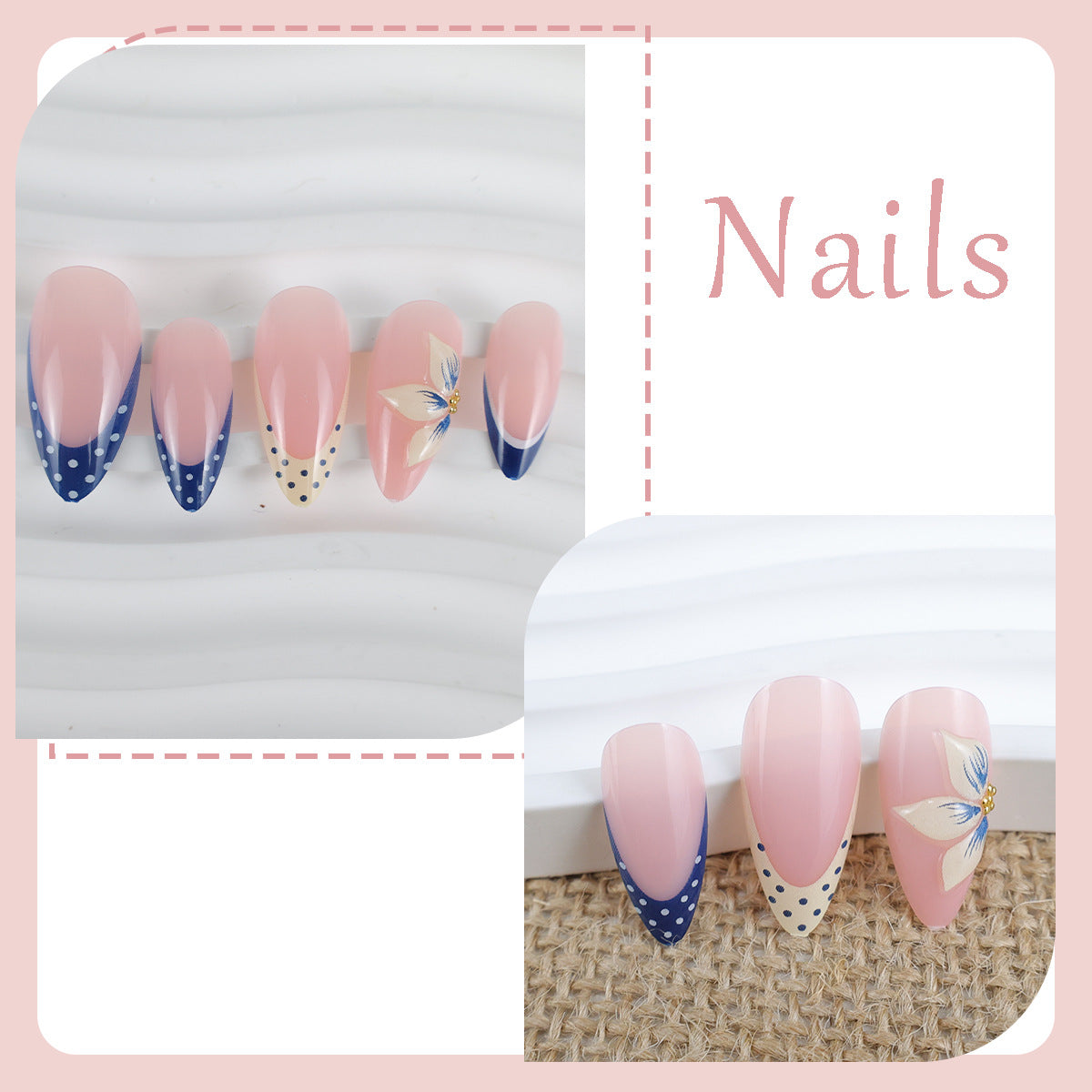 Kunstnagelset mit eleganten Blumendetails und modernen Akzenten Brehn