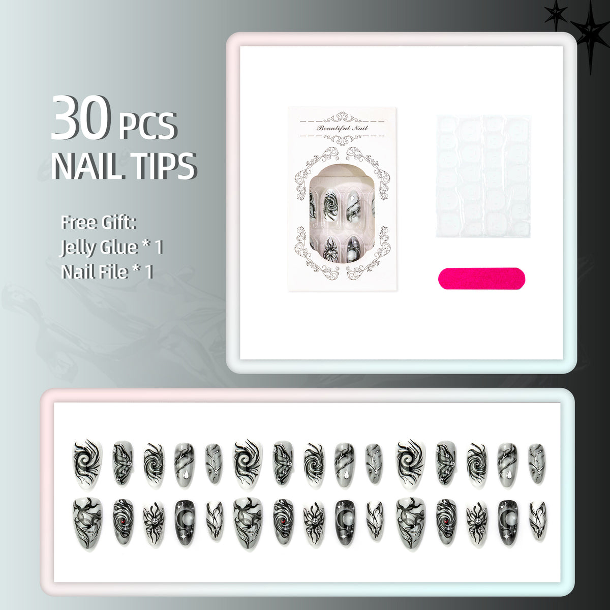 Künstlerisches manuelles Press-On-Nagelset 1790738840