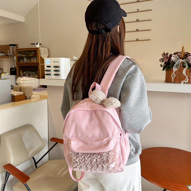 Rucksack mit Niedlichem Tierohren-Design und Weicher Fleece-Applikation Brehn