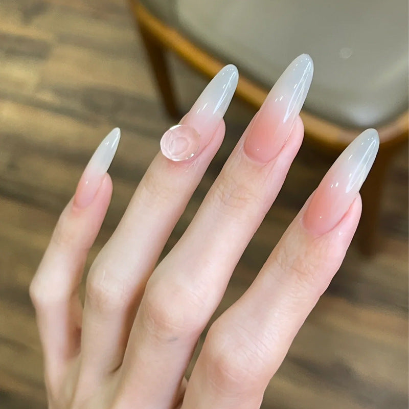 Lange Stiletto Press-On Nägel Set mit elegantem Ombre-Design Brehn