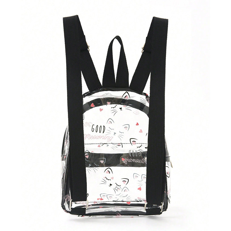 Damen Transparenter Rucksack mit Katzenmotiv Brehn
