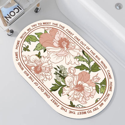 Oval Floral Design Badteppich