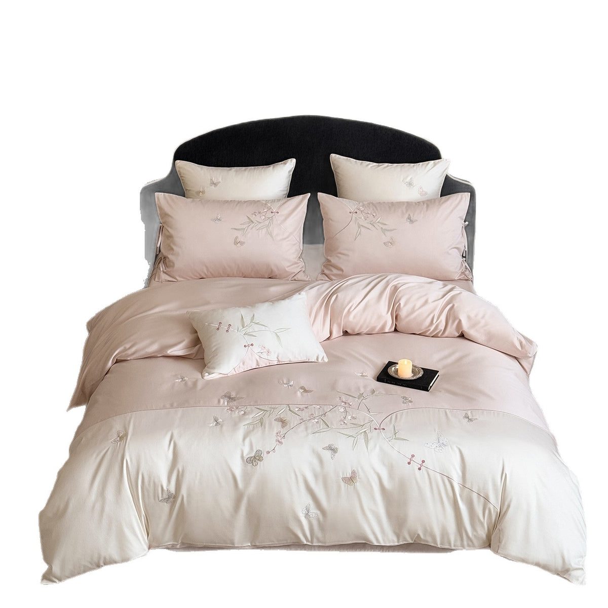 Luxuriöses Satin-Bettwäsche-Set mit floraler Stickerei Brehn