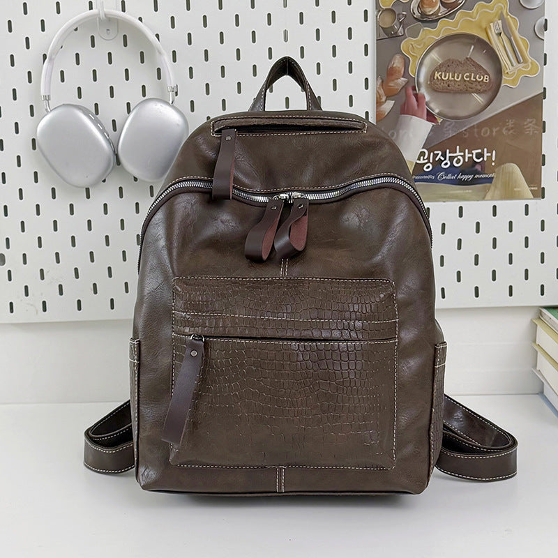 Stylische Krokodil-muster Leder Rucksack Brehn