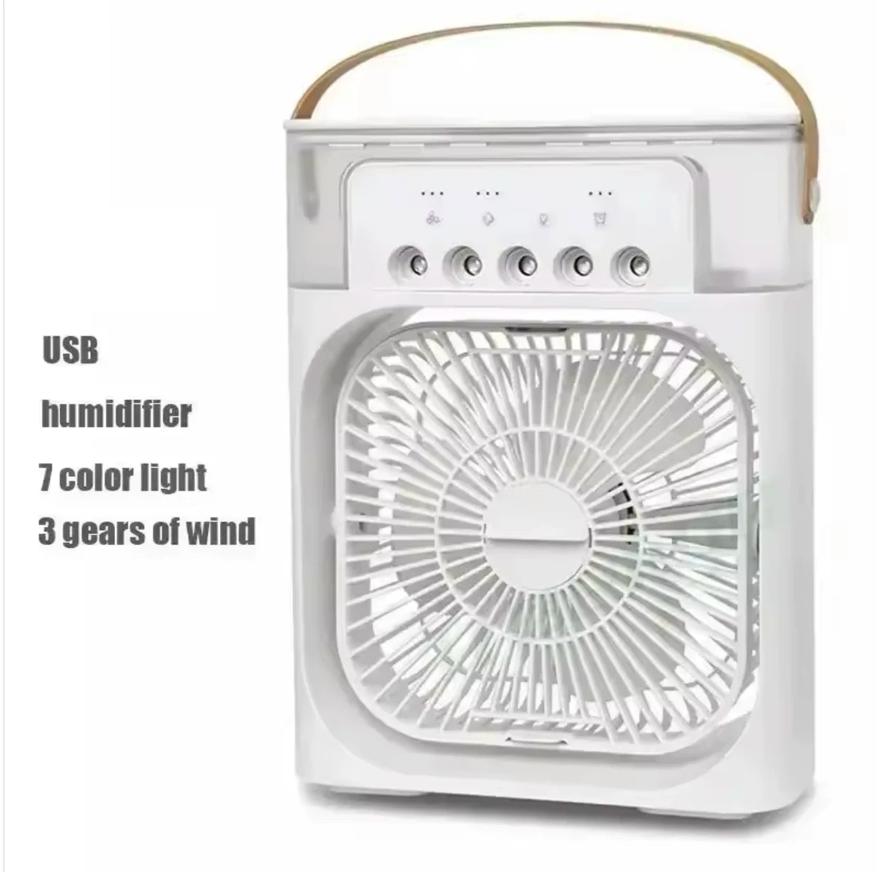 Unisex Einheitsgröße tragbarer USB befeuchtender Ventilator mit drei Geschwindigkeitsstufen und siebenfarbigem LED Brehn
