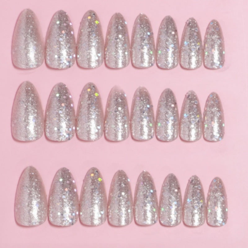 Glitzerndes mandelförmiges Press-On-Nagelset Brehn